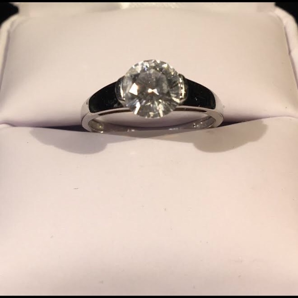 Diamond Simulant CZ Semi-Bezel Set Ring Diamonique