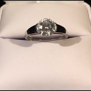 Diamond Simulant CZ Semi-Bezel Set Ring Diamonique