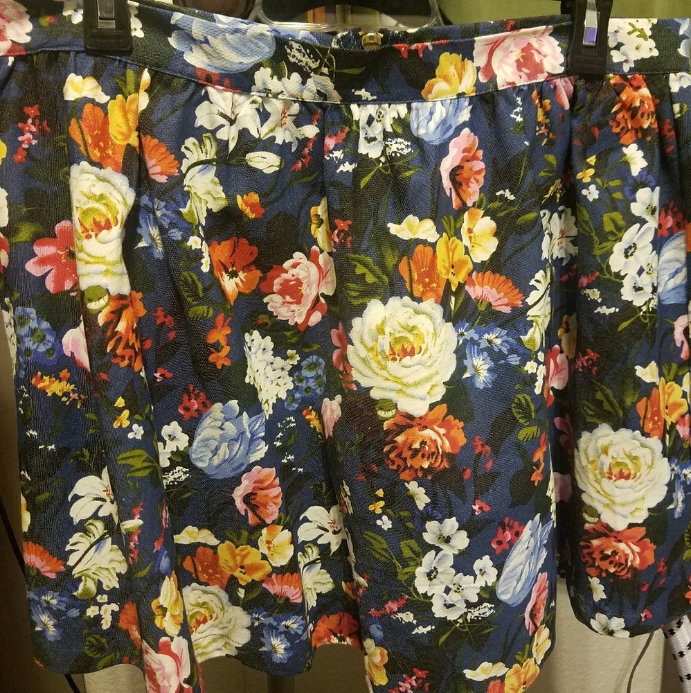Blue floral skater skirt
