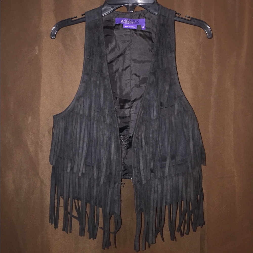 Miley Cyrus fringe faux suede vest