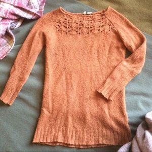 Moth Anthropologie Rust Long Sweater Lace