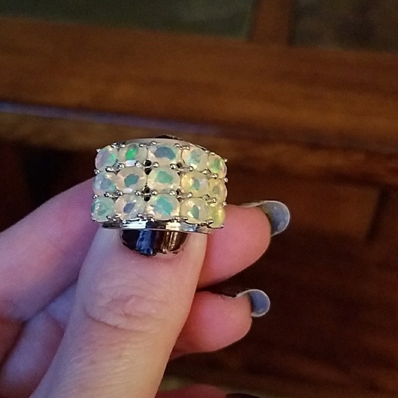 Sterling silver opal band ring - Picture 2 of 3