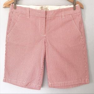 J. Crew Seersucker Pink Stripe Bermuda Shorts NWOT