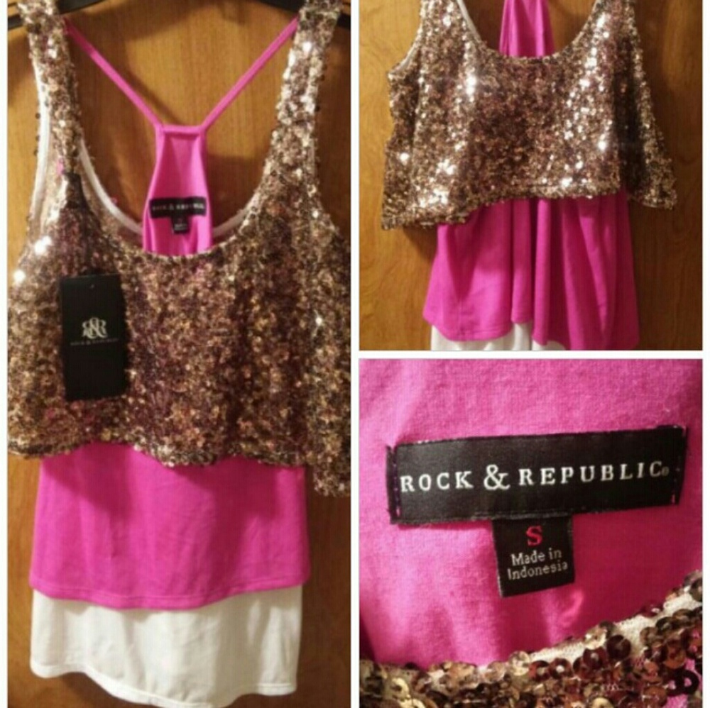 ROCK & REPUBLIC CALYPSO Layered Tank Top