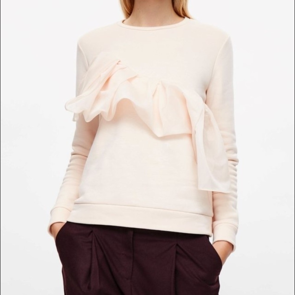 NWOT COS Ruche Detail Sweatshirt - Blush - XS
