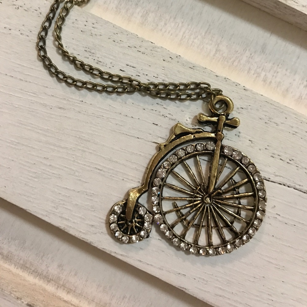 NEW Antiqued Gold Tone Penny-Farthing Bicycle