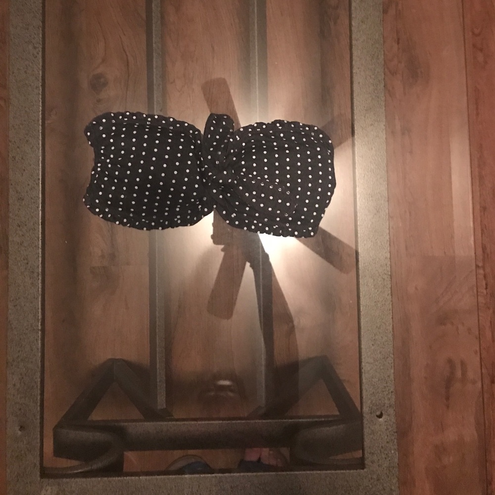 Polka dot bando ties in the front