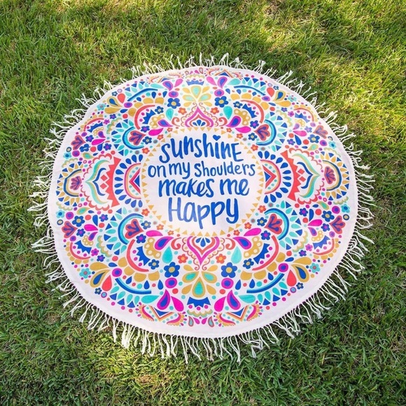 ROUND BEACH TOWEL/THROW, SUNSHINE ON MY SHOULDERS - Picture 3 of 6