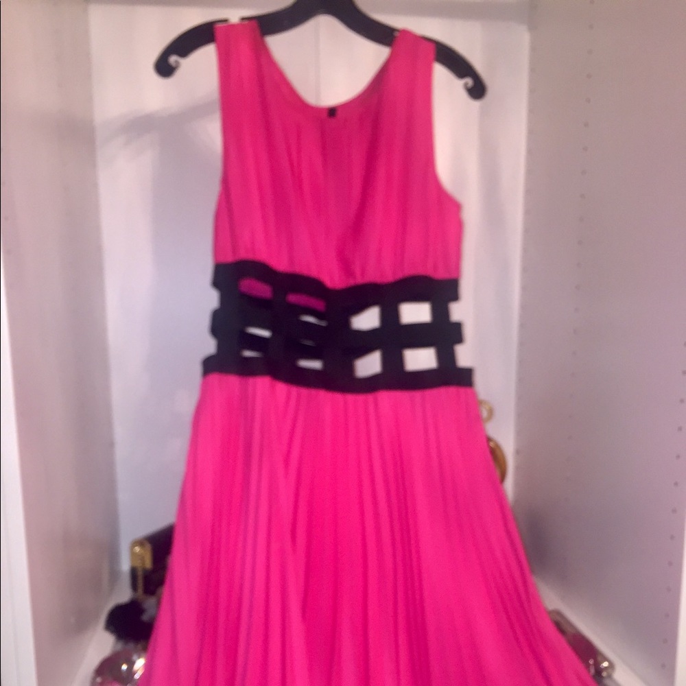 Fuschia And Black Banded Dress!