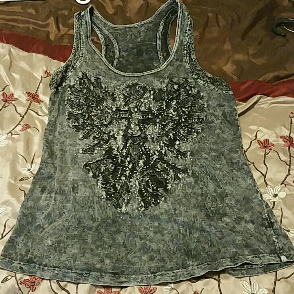 Edgy lace and studded tank