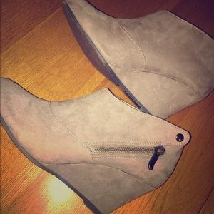 Grey Suede high heel booties