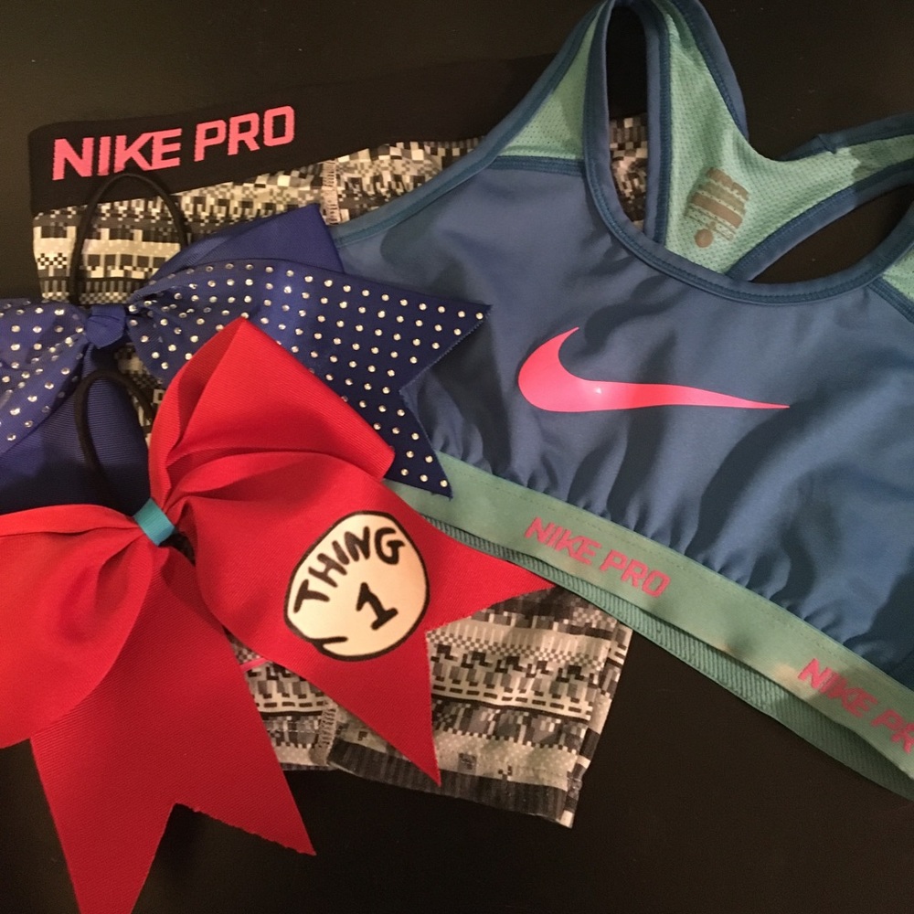 YOUTH LARGE NIKE SPANDEX & SPORTS BRA SET W/2 BOWS