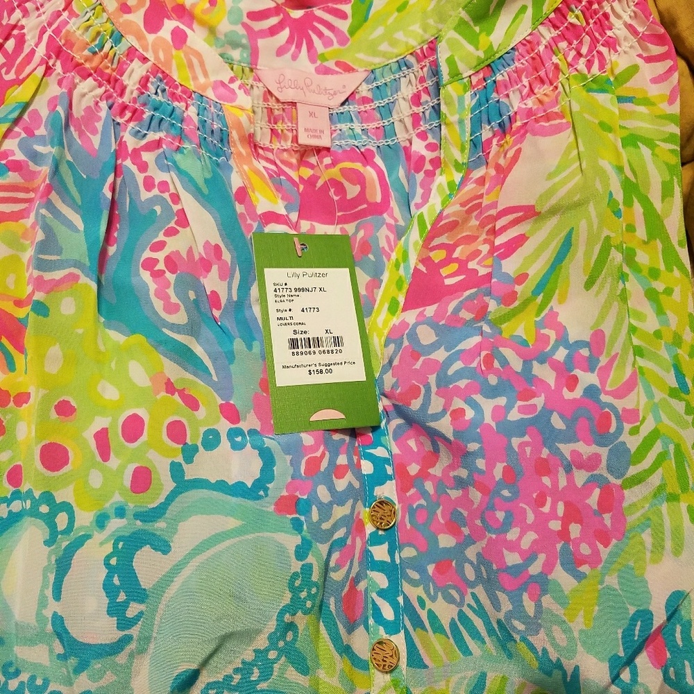 Lilly Pulitzer Elsa Top in Lovers Coral size XL