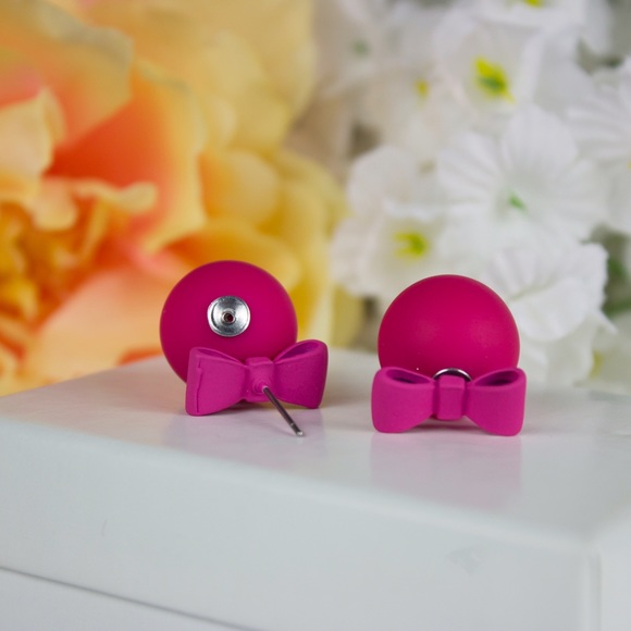 ‼️ LAST PAIR ‼️ Pink Bow Earrings - Picture 4 of 4