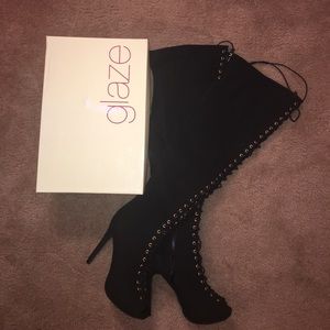 Black Knee-High Heels