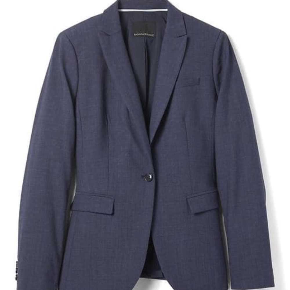Banana Republic Navy Lightweight Wool Blazer