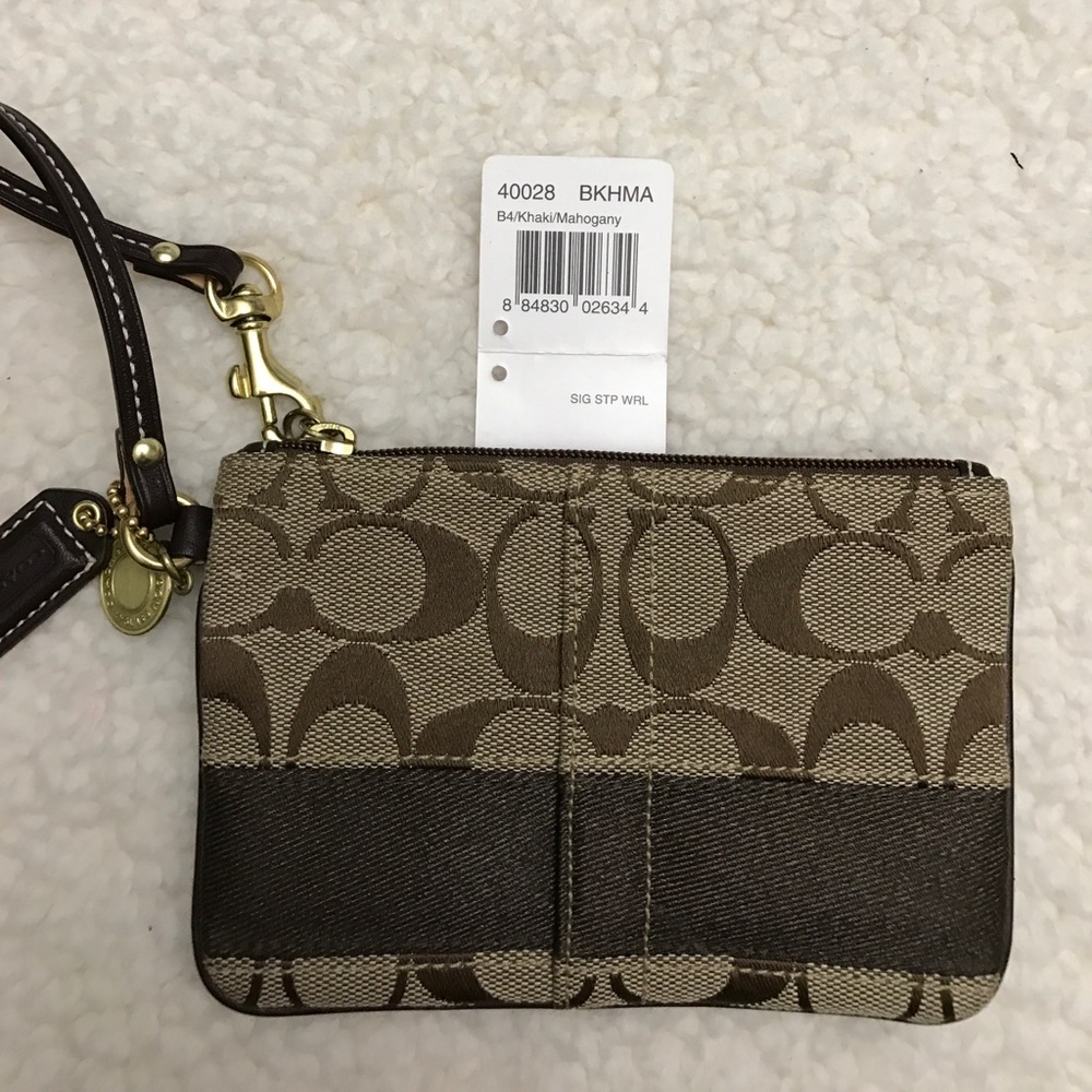 Coach signature stripe wristlet