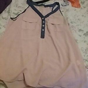 Pink with denim button tank