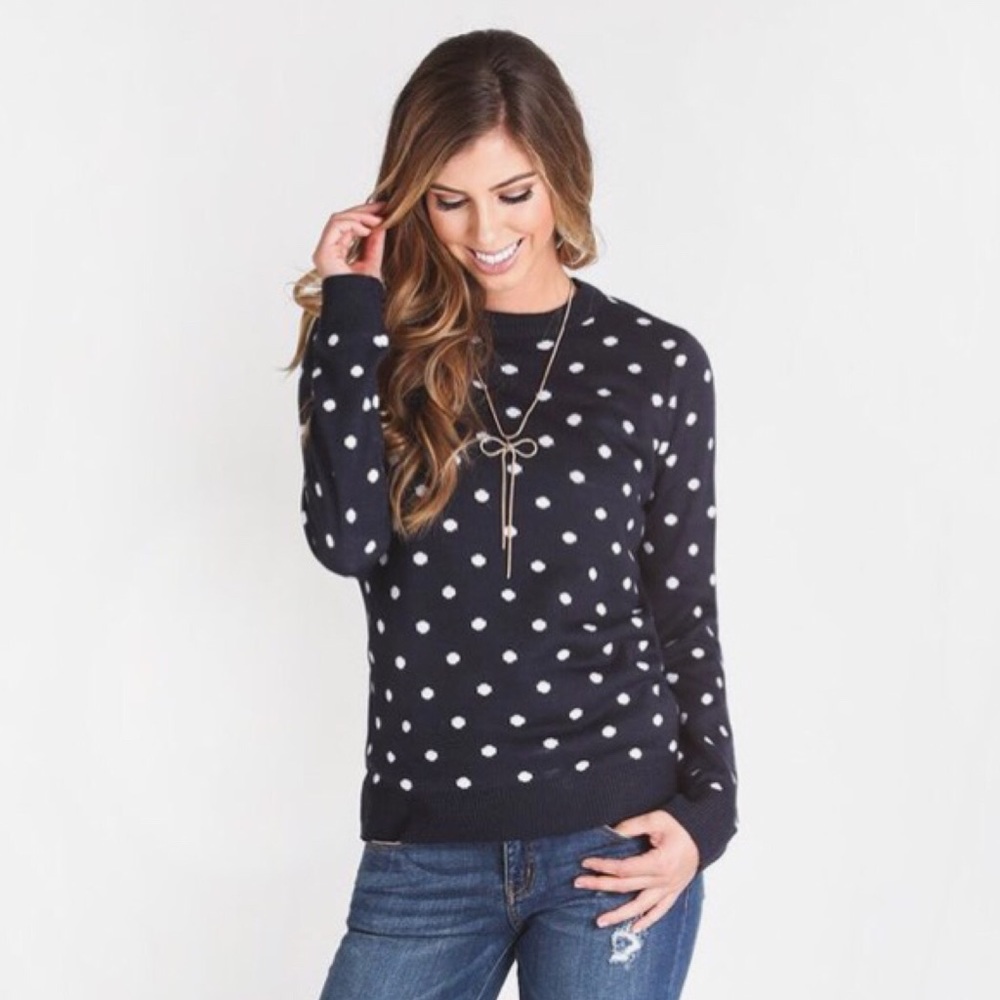 Navy polka dot sweater