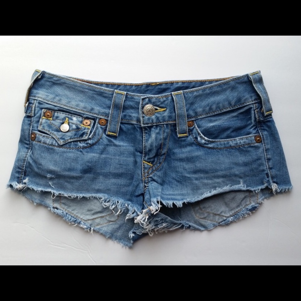 True Religion  Denim Cut Off Joey Shorts Size 27