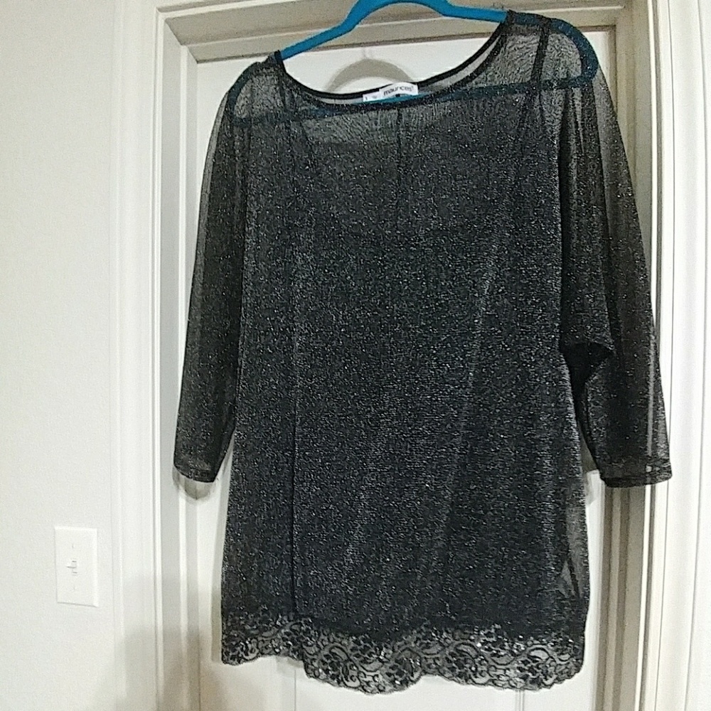 Sheer Black Metallic Top