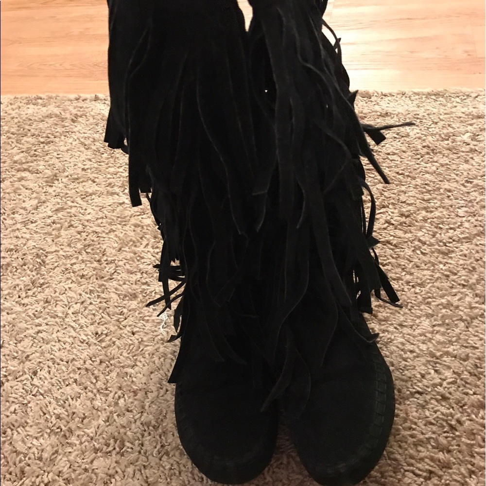 Black Fringe Boots