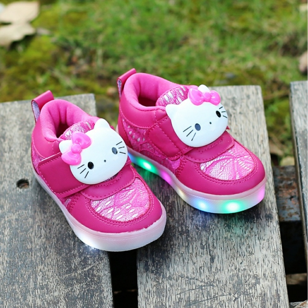 New Kids Hello Kitty Led Light Shoes for Girls