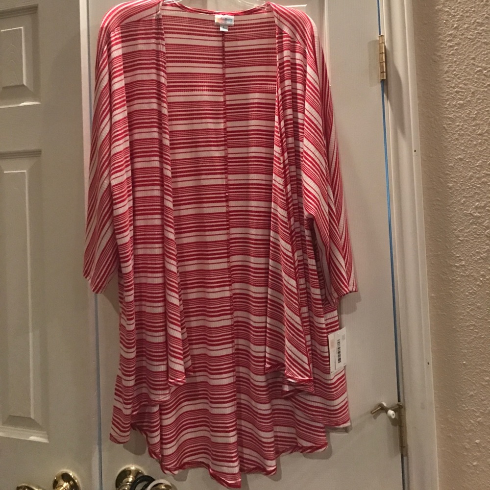 NWT LulaRoe Red/Cream Stripe Lindsay L