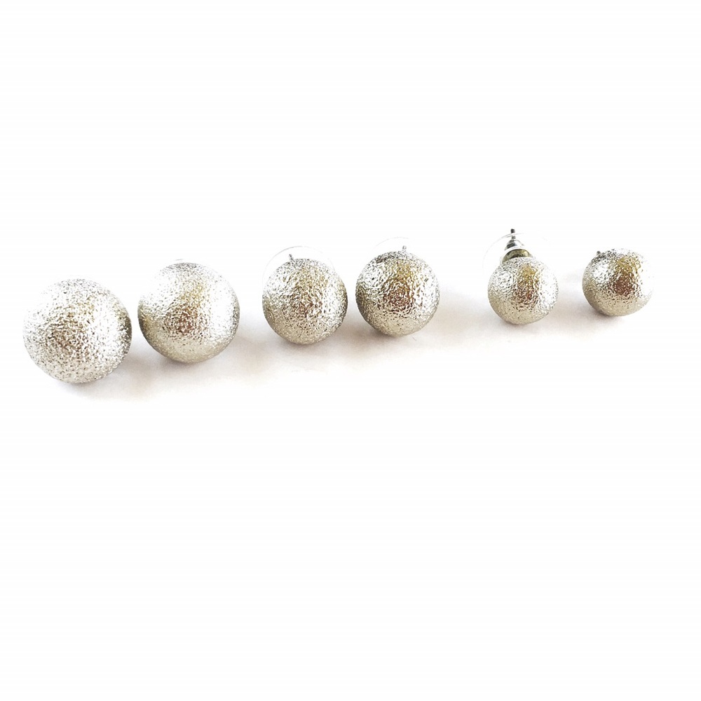 Set of Three Frosted Silver Studs