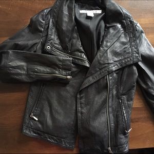 Rezrekshn asymmetrical zip leather jacket