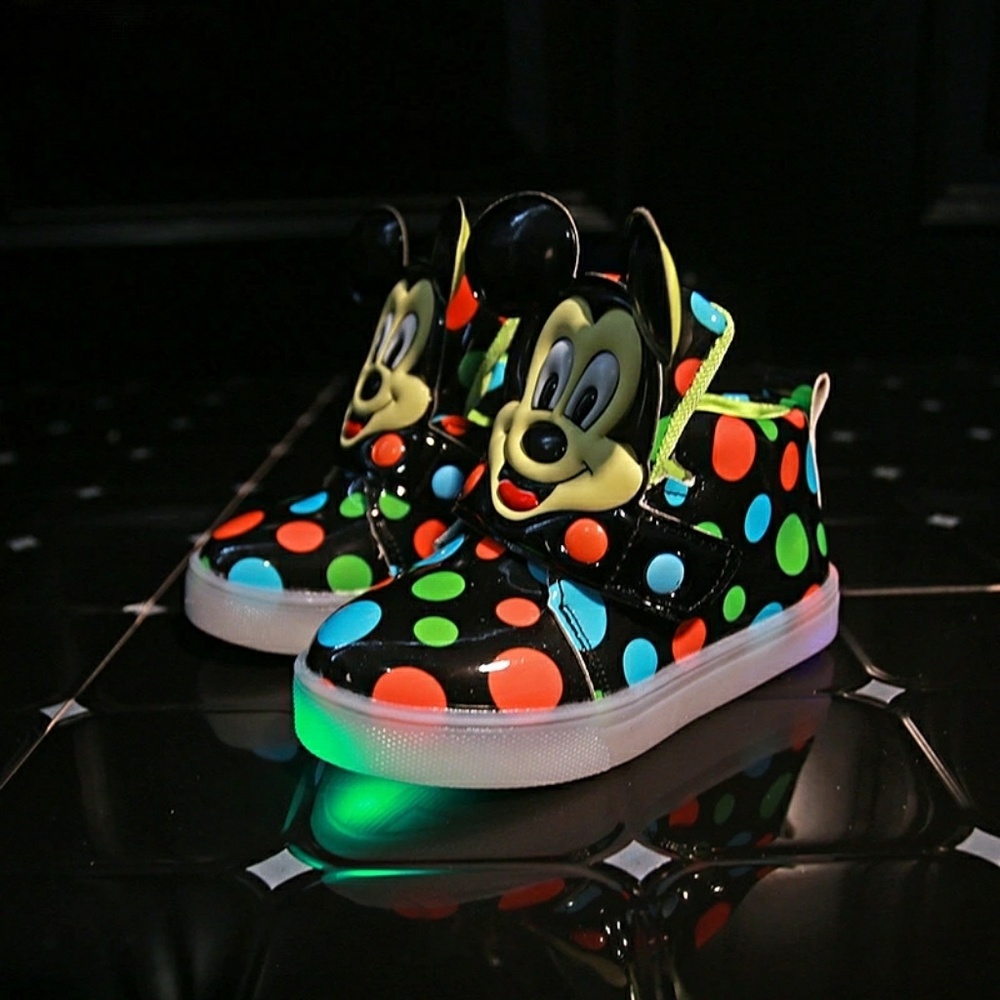 Kids Mickey Mouse Polka Led Light Shoes