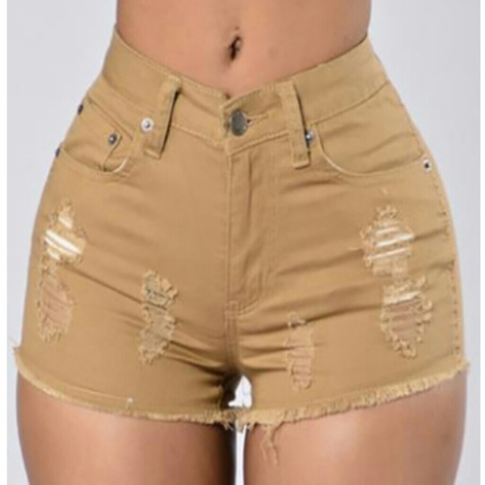 High-waisted denim shorts