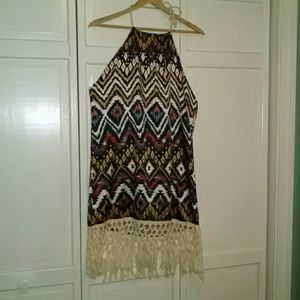 Aztec print halter dress
