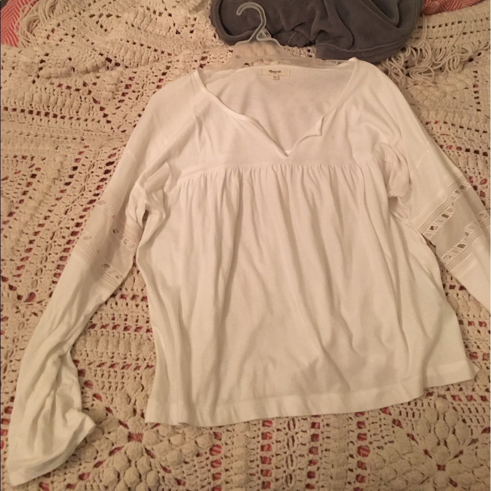 Madewell white peasant top L