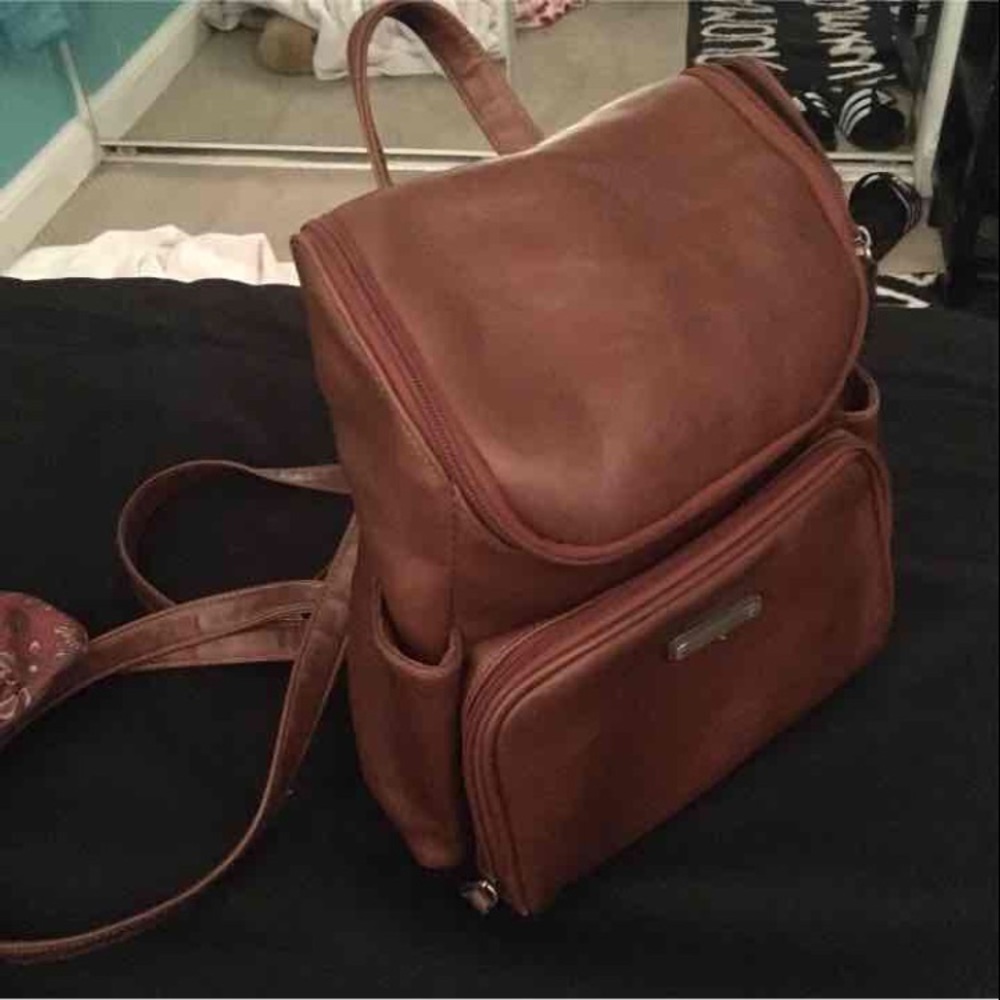 Brown leather backpack