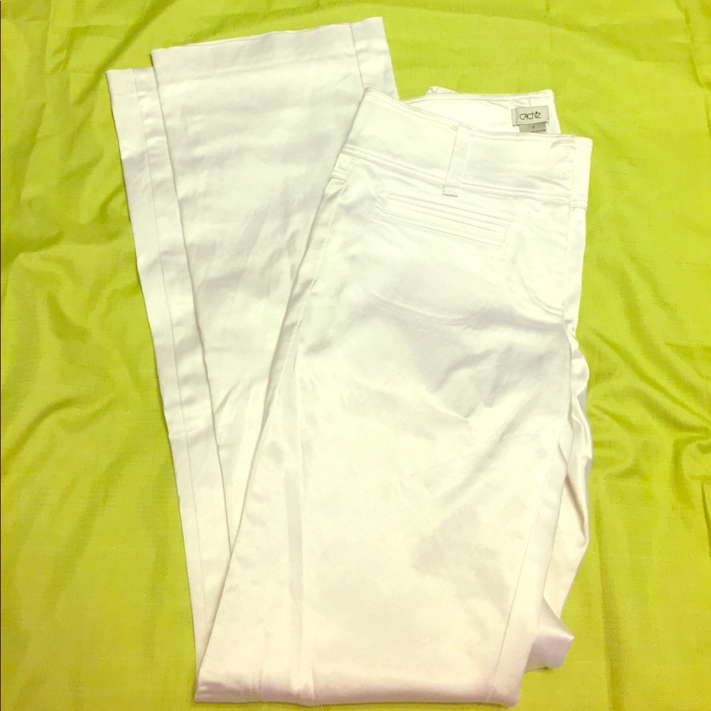 White satiny Caché pants, size 2
