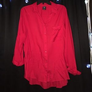Red button down