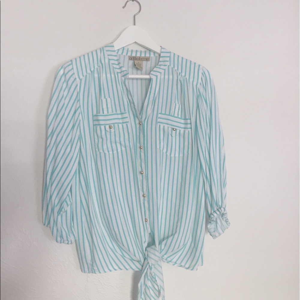 Nautical stripe tie-waist blouse!
