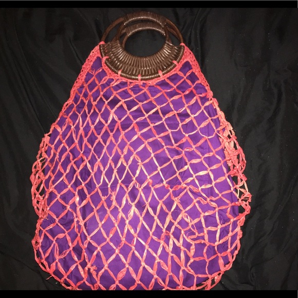 Cute Pink and Putple deep beach tote - Picture 1 of 2