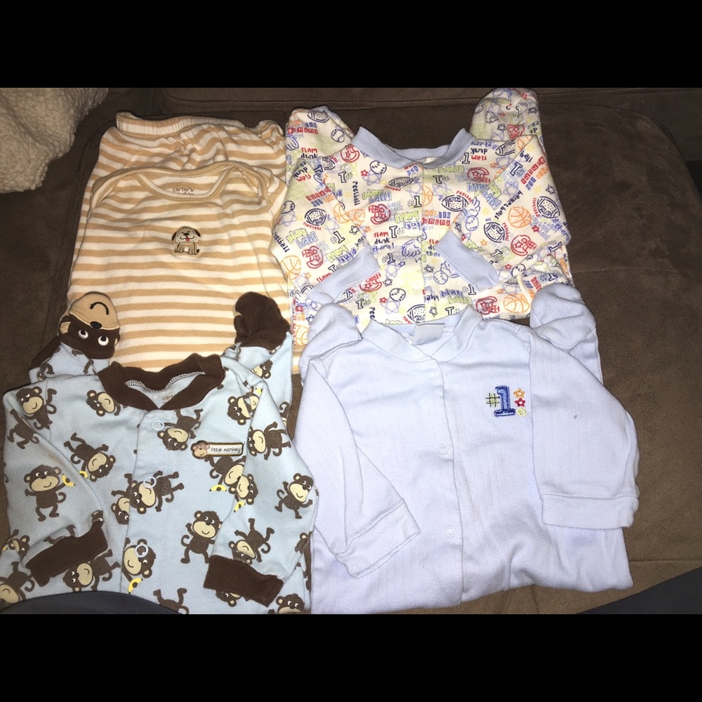 0-3 months boys set of 4 footies