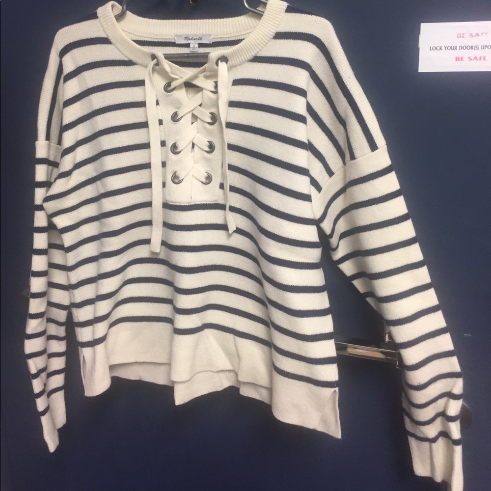 Madewell-Laced Pullover Sweater(White)