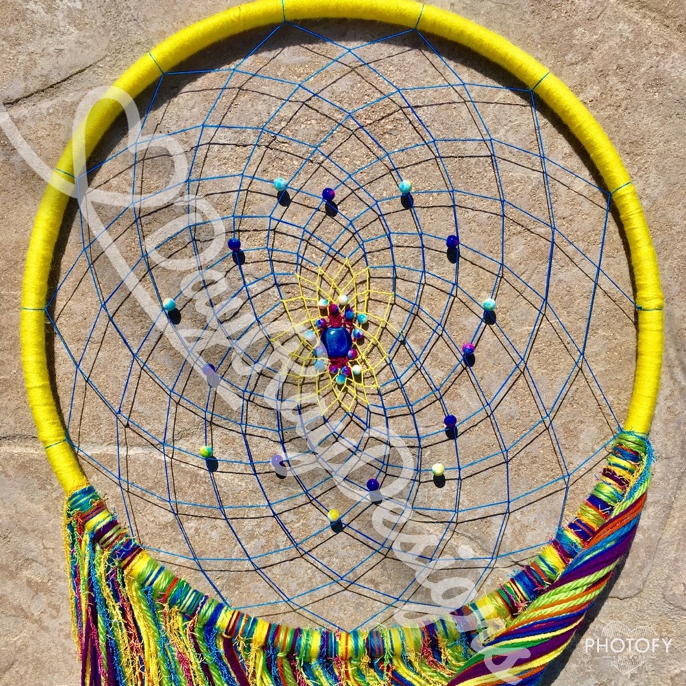 Bright rainbow Dreamcatcher by DayRayDesigns - Picture 2 of 2