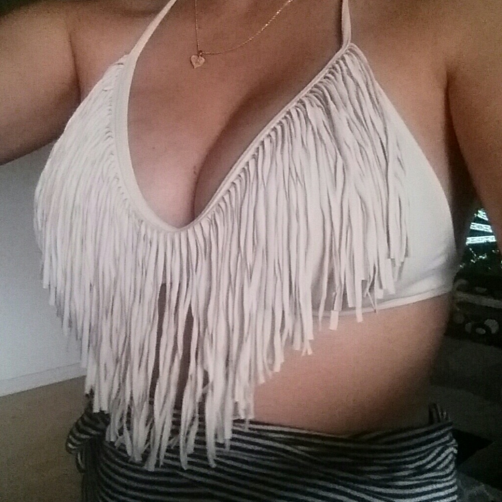 LSpace in Audrey fringe pink bikini top