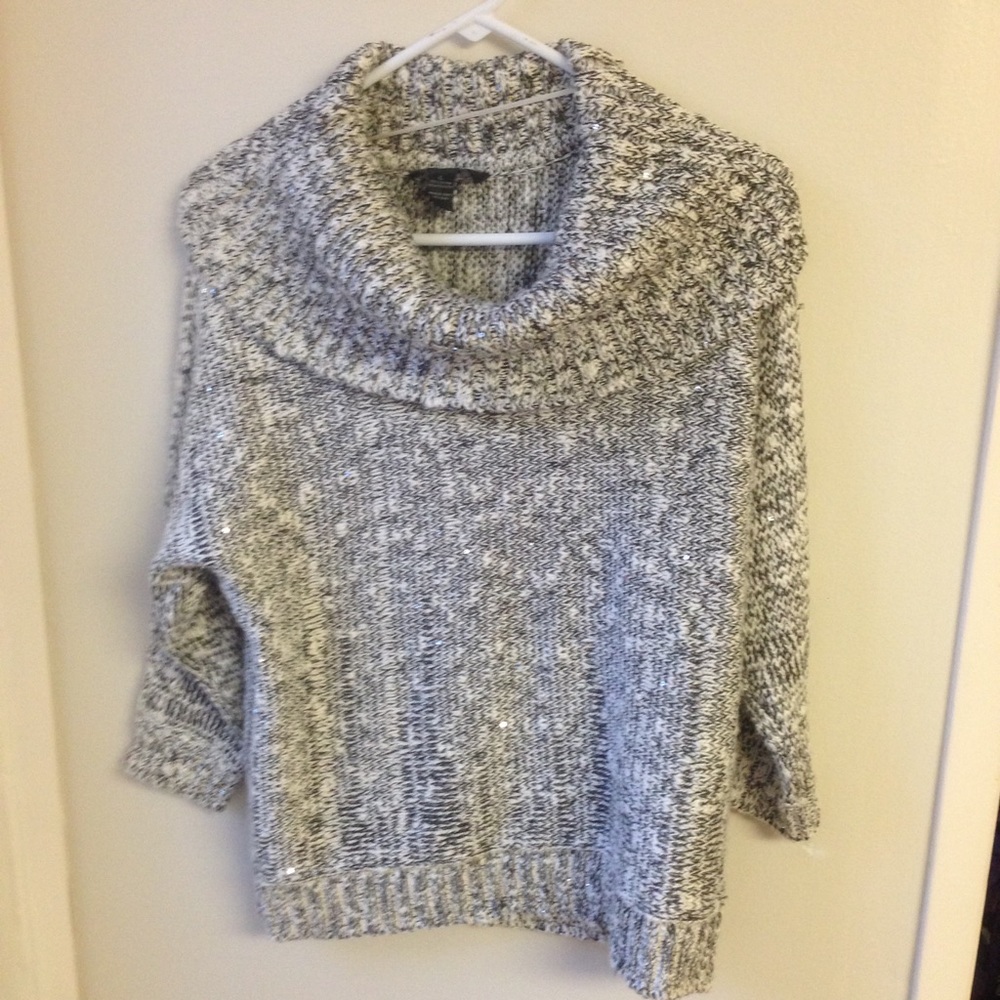 Macy's INC Metallic Cowl Neck Knit Sweater