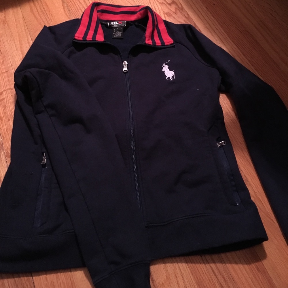 Ralph Lauren RLX navy zip-up collar sweatshirt!