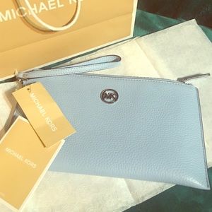 Michael Kors wristlet clutch wallet light sky