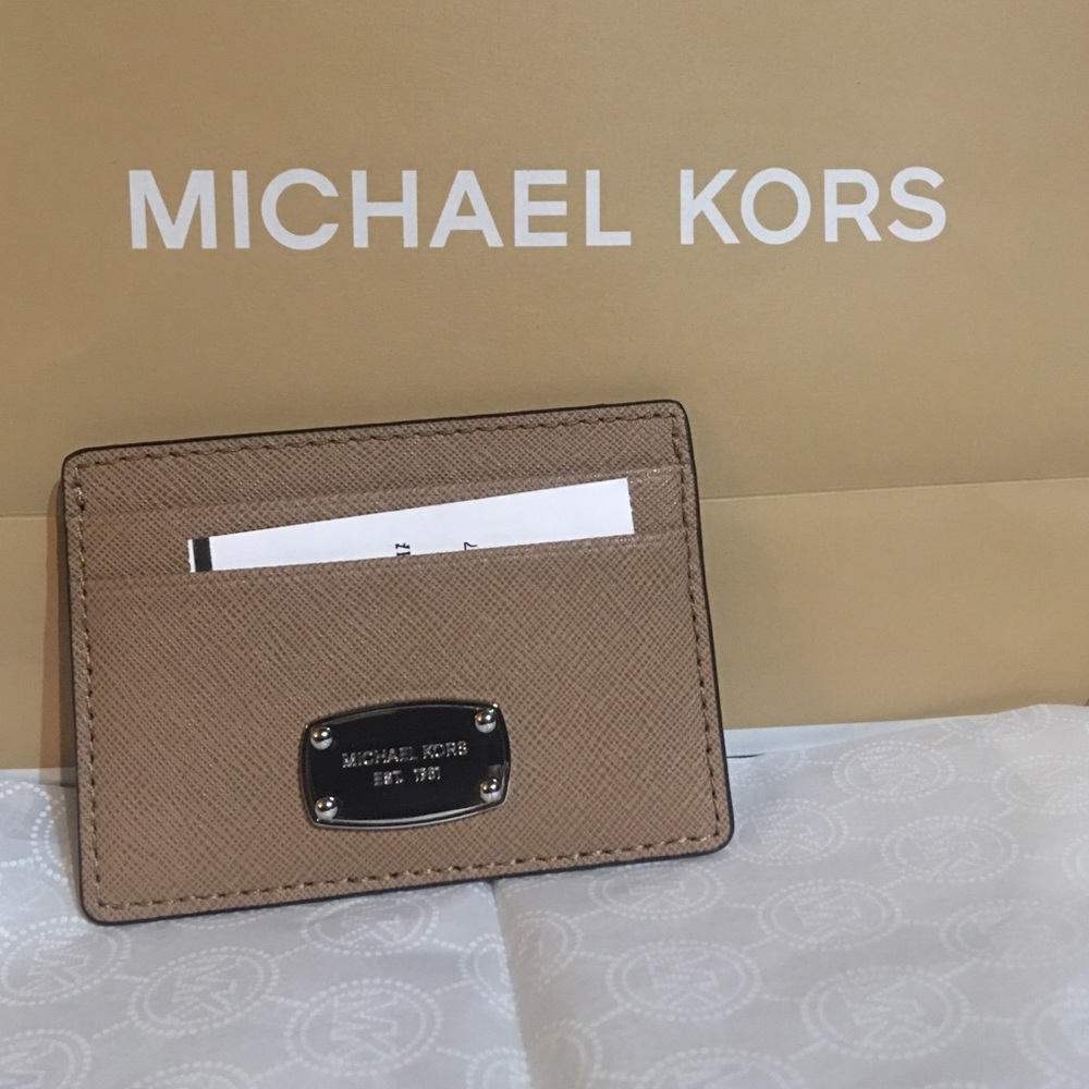 Michael Kors card holder wallet in dark khaki