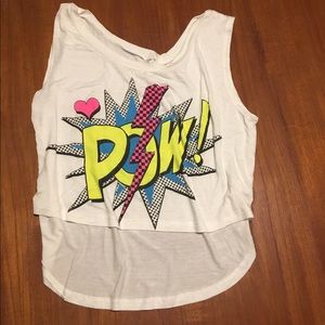 White "POW!!!" crop top