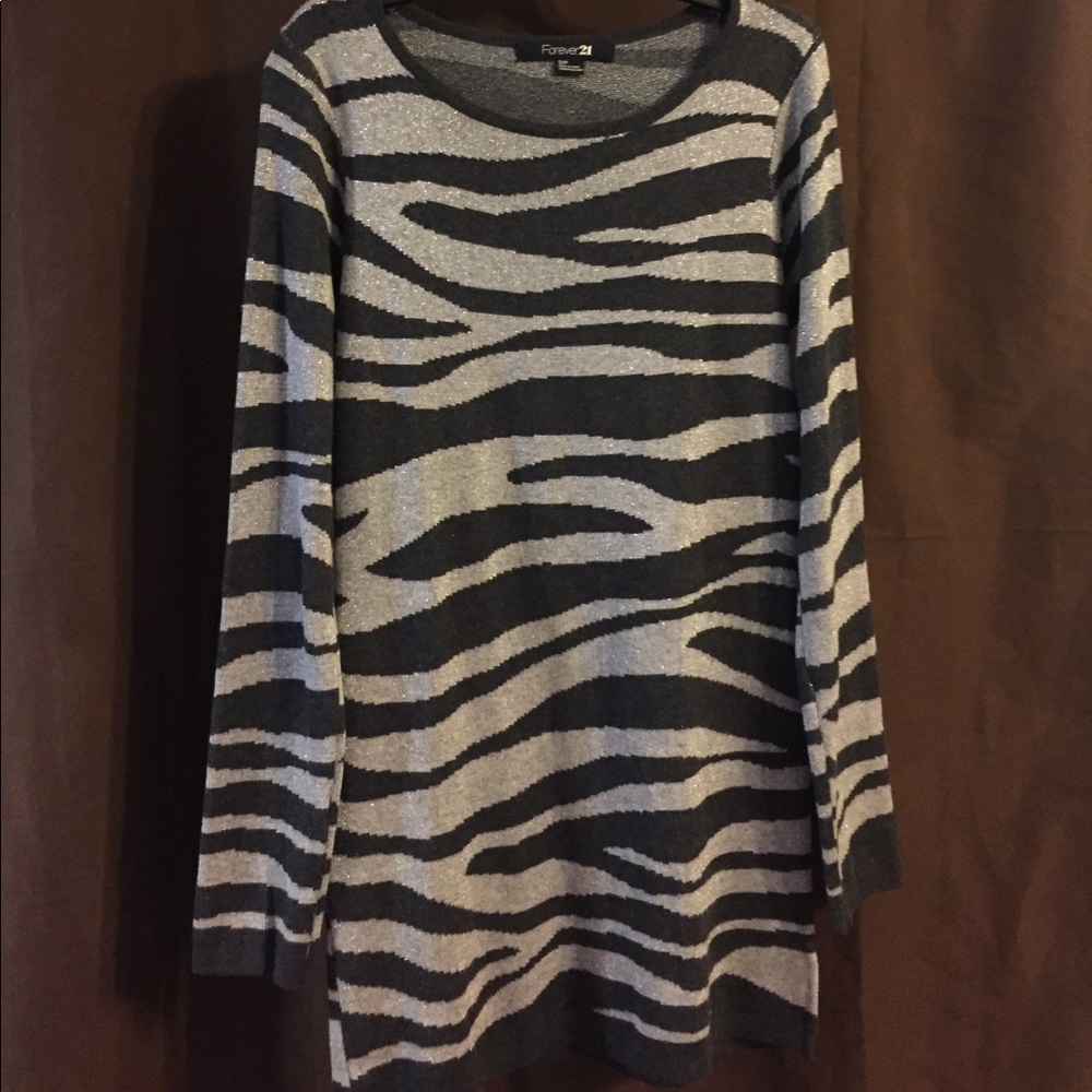 Shimmery zebra-stripe Forever 21 long-sleeve tunic