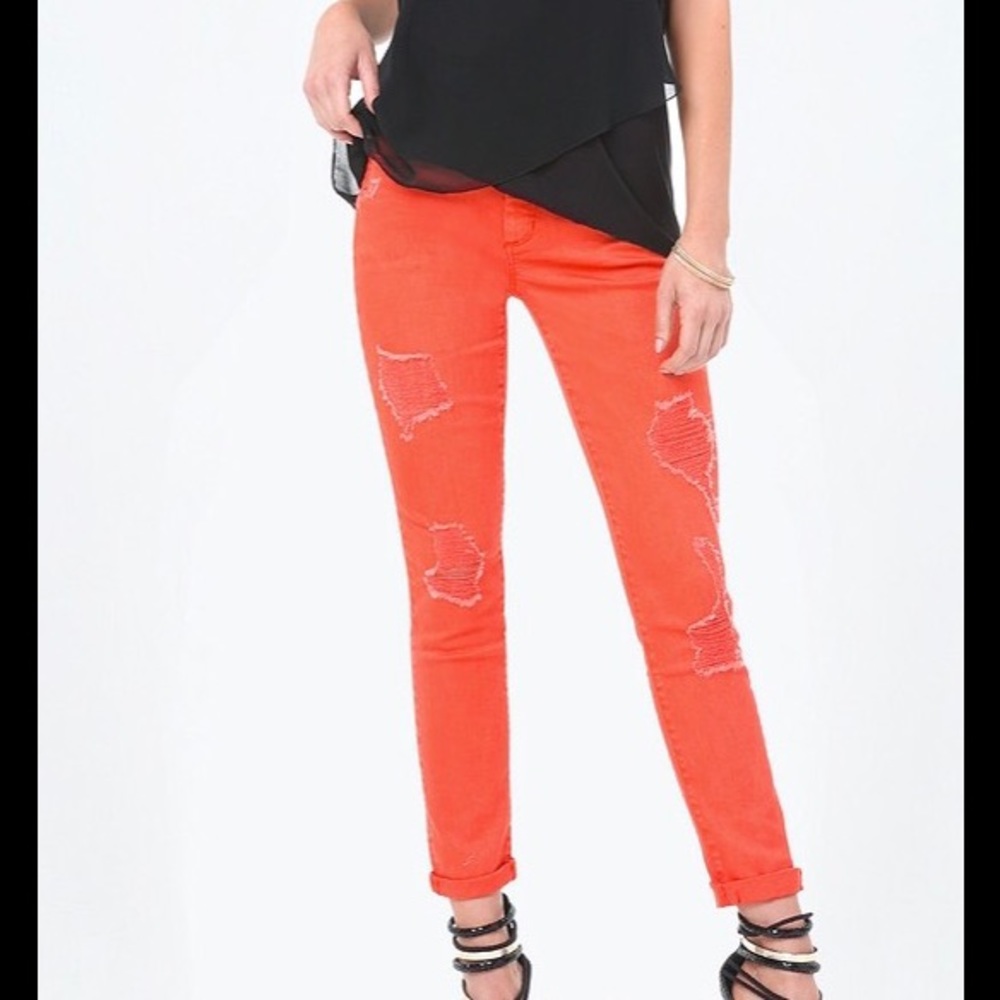 🇺🇸SALE Bebe Heartbreaker Jeans Poinciana $89